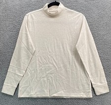 New Lands' End Women's Petite Long Sleeve Relax Fit Mock Turtleneck Ivory M