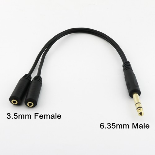 1pc 6.35mm 1/4" Male to Dual 3.5mm 1/8" Female Jack Stereo Audio Cable 30cm/1ft - Picture 1 of 6