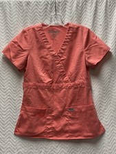 Grey  s Anatomy Orange Size Small Mock Wrap Neck Scrub Top