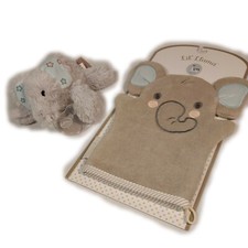 Lil' Llama Pacifier Buddy Paci-Plushie And Elephant Bath Mitt Gift