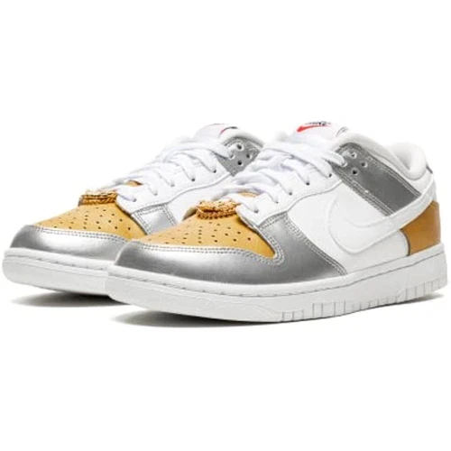 Nike Dunk Low SE Gold Silver Metallic Women’s Size 6 DH4403-700