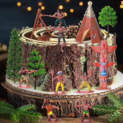 Set giocattoli figure indiani nativi americani 32 pezzi, action figure diorama cowboy H - Foto 5 di 6