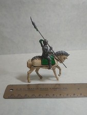 Cast Metal Lead Jousting Soldier Knight on Horse Horseback Medieval Moving Arm