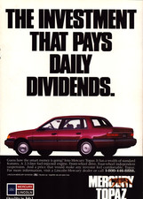Mercury Topaz Red Car Automobile Investment that Pays Vintage Print Ad 1990