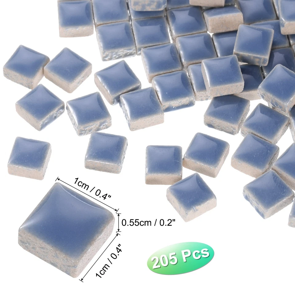 205pcs Square Ceramic Mosaic Tiles, Bulk Stained Mosaic Tiles (200g, Light Blue) Foto 2 de 4
