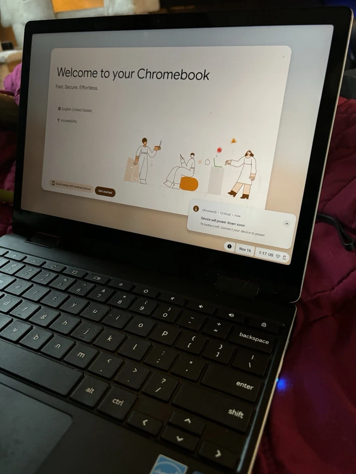 Samsung Galaxy Chromebook 2 Intel Celeron plateado 11,6 pulgadas con adaptador original Foto 3 de 4