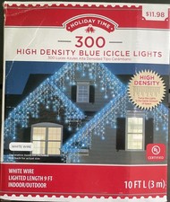 Holiday Time Blue Icicle Lights 300 Holiday Christmas Decor 18ft New