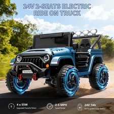 24V Kids Electric Ride-on Car, 2-Seater Off-Road Vehicle with Bluetooth Music