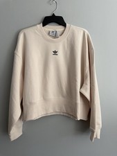 New Adidas Women  s L Originals Essentials Crew Sweatshirt Wonder White IA6502
