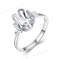 Round 10mm Ring Party Bar Setting Semi Mount Fine Jewelry Sterling Sliver 925