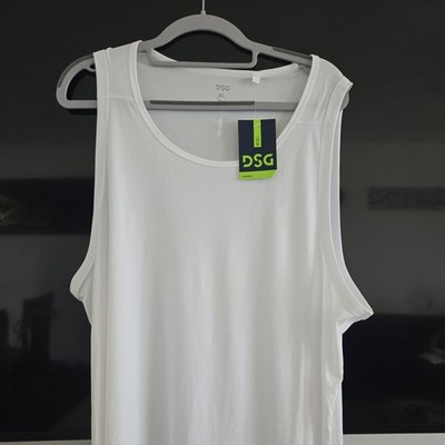 New DSG Men s Tank Top Pure White Size XL Running Training Gymwear Activewear
