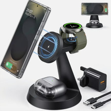 3 in 1 Magnetic Wireless Charger for Samsung Galaxy S25,S24,S23, Watch and Buds