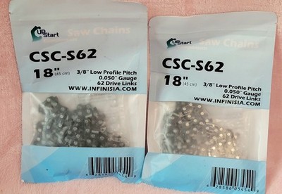 TWO Up Start Saw Chain 18'' CSC-S62 Low Profile Pitch .05  Gauge 62 Drive Links 