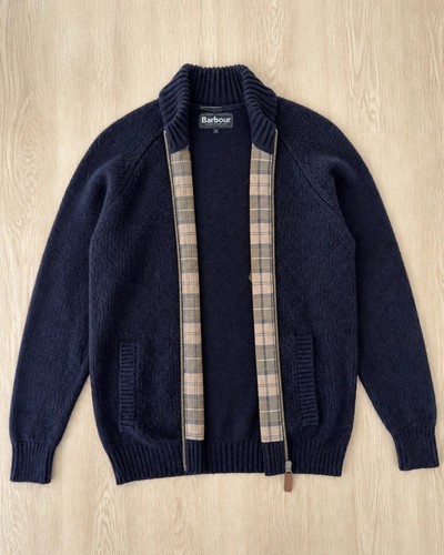 Barbour, Barbour Pull Homme Vintage Laine full zip Casual Chic Preppy British #BS38