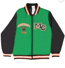 NEW/NO TAGS Minecraft Creeper Bomber Varsity Zip-Up Jacket for Boys  Sz 8 Small