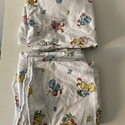 Lot - 2 VTG Medline Industries Hospital Receiving Blankets Baby Ducks Chicks