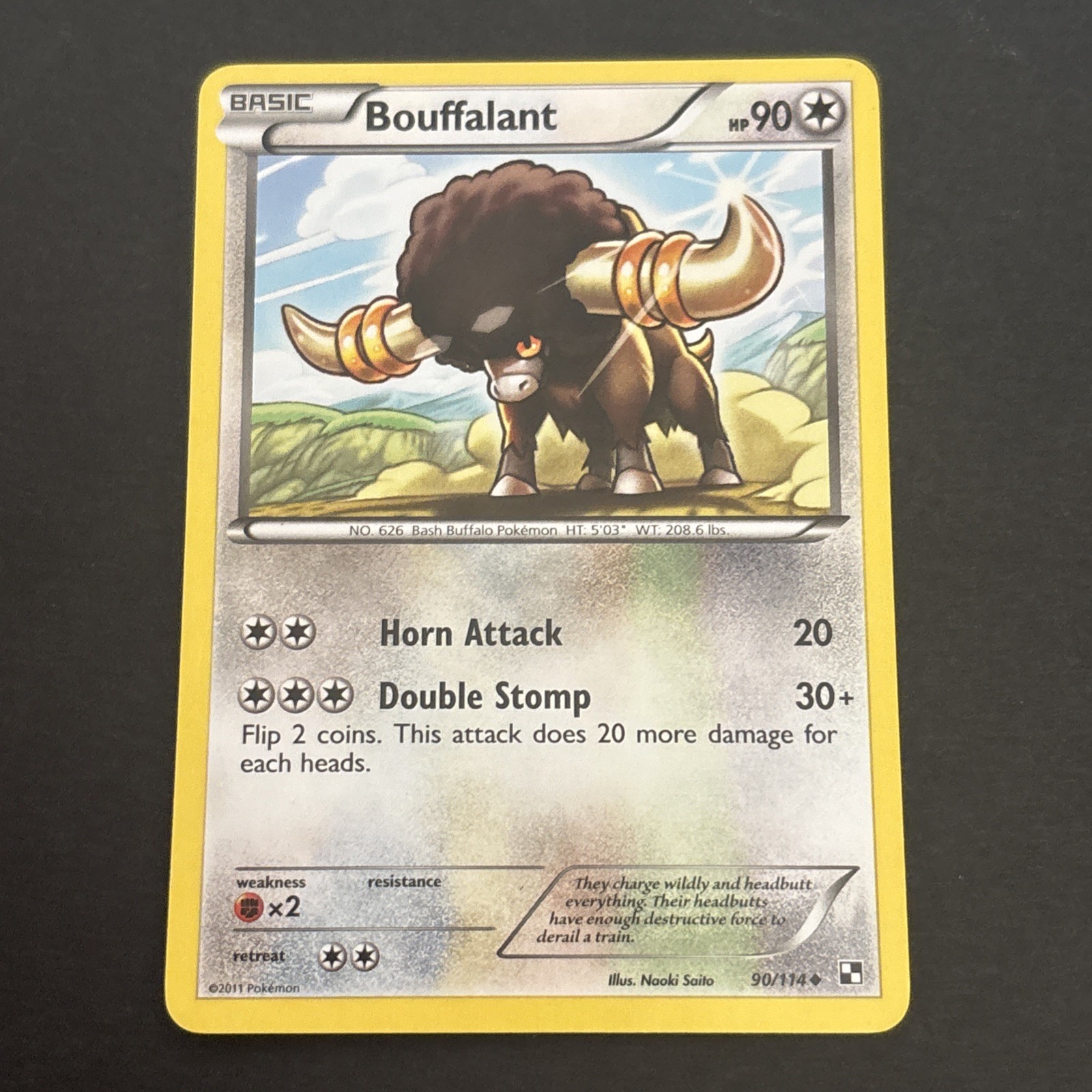 Bouffalant 90/114 Regular Black & White Base Set Pokémon TCG NM 2011