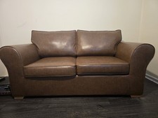 Sofabeds.co.uk Brown Faux Leather 2 Seater Sleeper Sofa Bed Modern 185cm