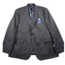 Stafford Sport Coat Mens 48R Dark Brown Merino Wool Herringbone Signature Blazer