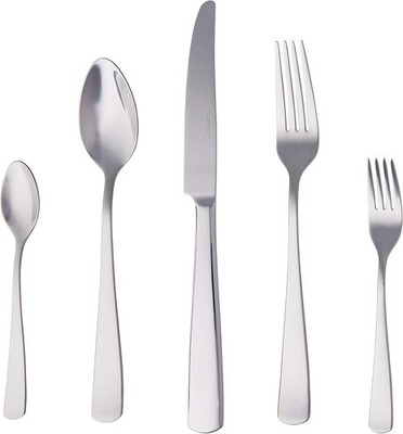 Amazon Basics Essbesteck-Set mit Eckiger Rand, Edelstahl, 20 Stück Set, für 4