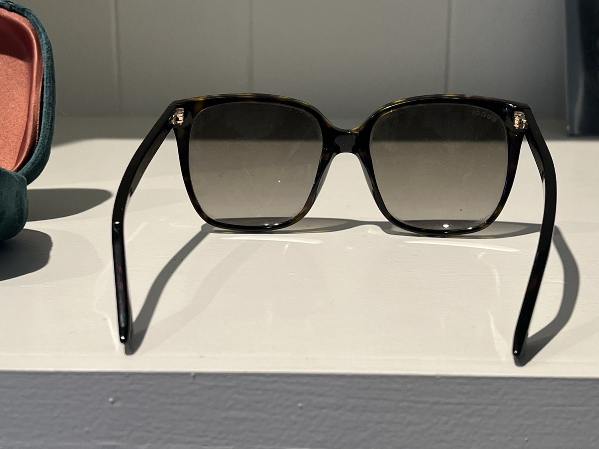 GUCCI GG0022S 003 Havana Womens Square Gradient Sunglasses 