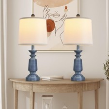 Lamps Set of 2 Modern Farmhouse Table Lamp Bedside Reading Lights Living Room...