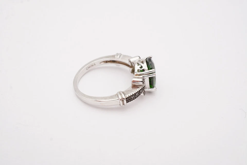 Anel de prata esterlina 925 cromo diópsido tamanho 6,75 - Imagem 3 de 4