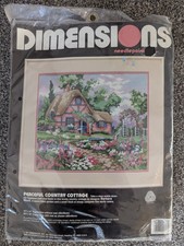 Vintage Dimensions Needlepoint Kit Peaceful Country Cottage NOS Sealed 1991