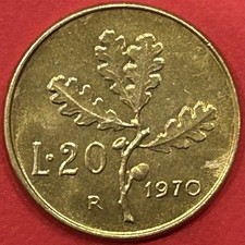 Moneta 20 Lire 1970 Ramo di Quercia - Repubblica Italiana - SPL