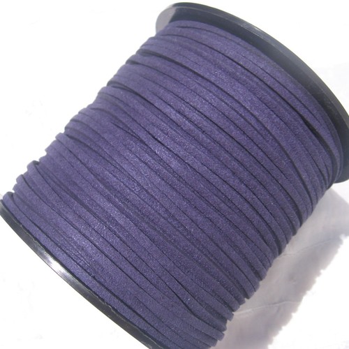 LOT DE 5M CORDON SUÉDINE 3x1mm FIL ASPET DAIM BLEU FONCÉ - C203 - Picture 3 of 6
