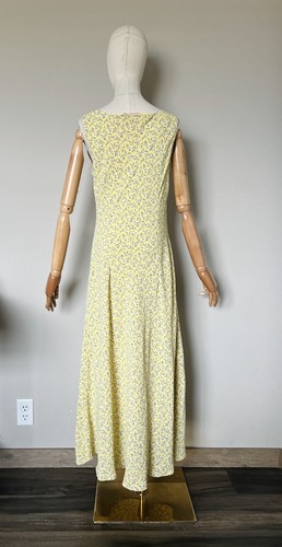 Vintage April Cornell S Bias Cut Yellow Floral Maxi Dress Prairie Cottagecore - Picture 12 of 18
