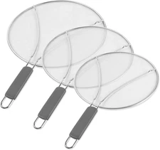 Splatter Screen for Frying Pan - 9.8" 11.4" 13" Stainless Steel Fine Mesh Grease
