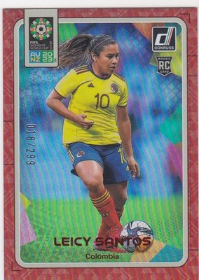 2023 Donruss FIFA Women s World Cup SP RED #34 LEICY SANTOS R/C #18/299 COLUMBIA
