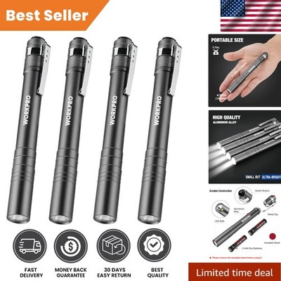 4-Pack Aluminum LED Pen Lights - Pocket Flashlights with Clip