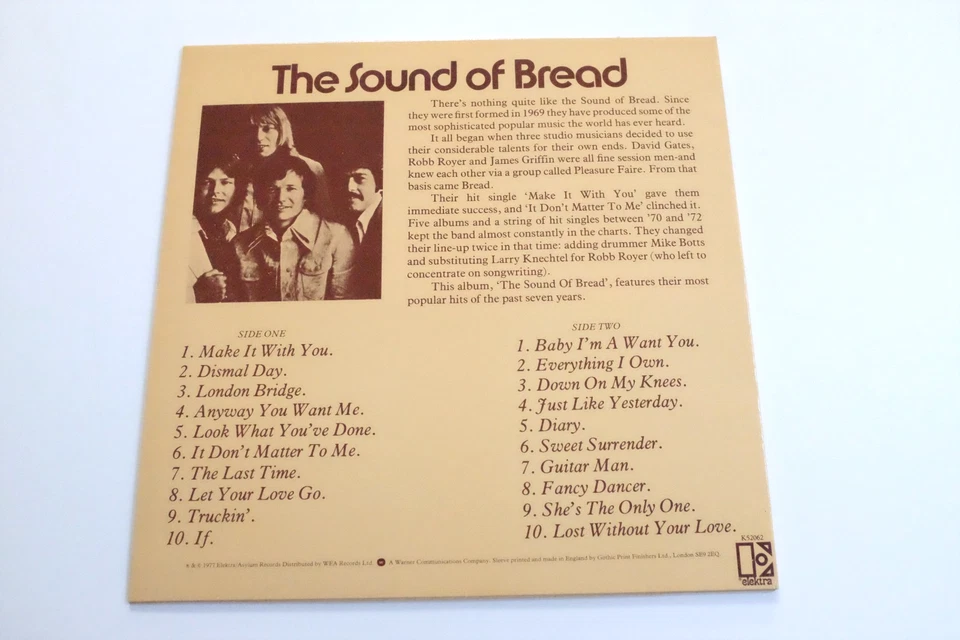 THE SOUND OF BREAD LP EX/N MINT Original 1977 UK Greatest Hits Best Of Album - Image 3 of 3