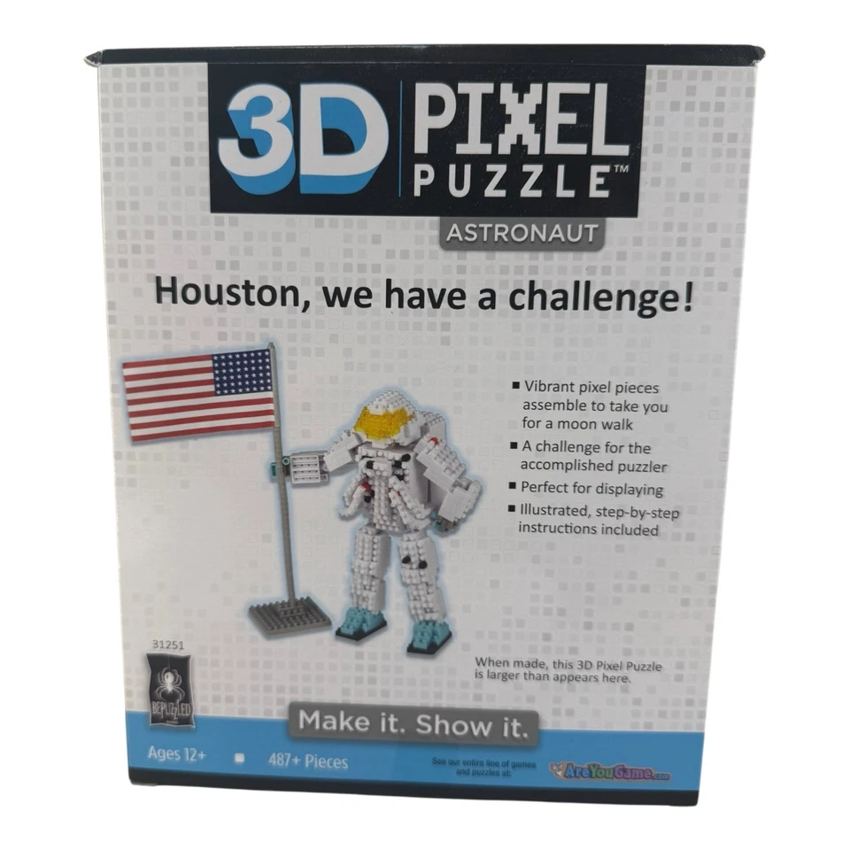 Rompecabezas de píxeles 3D desconcertado astronauta nivel 3 edades 12+ NUEVO Foto 4 de 4