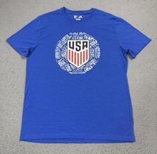 Iconsports USA Soccer Shirt Mens Large Blue Cotton Graphic Crest Tee USMNT
