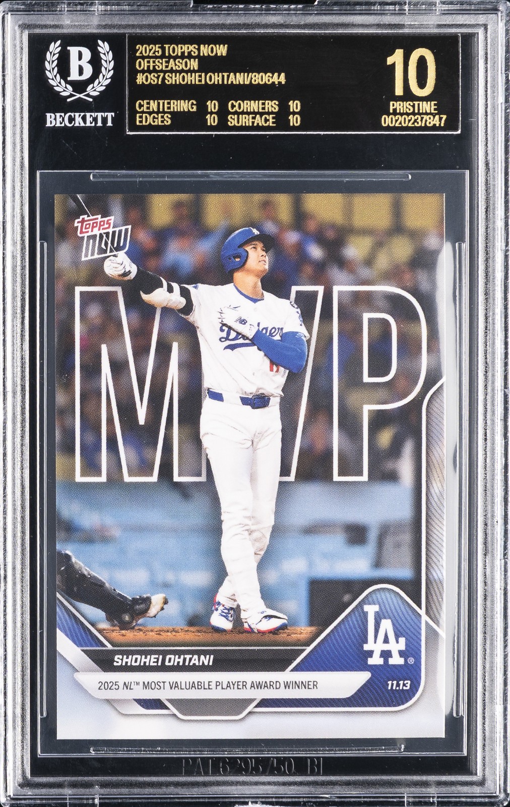 2025 TOPPS NOW OFFSEASON #OS7 SHOHEI OHTANI BGS 10 BLACK LABEL