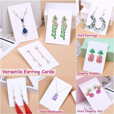 400 Pcs White Earring Display Cards Kit with Bags, Backs  Necklace Cards