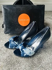 Karen Millen Petrol Blue Peep-Toe Stiletto Shoes, Size 6, New In Box