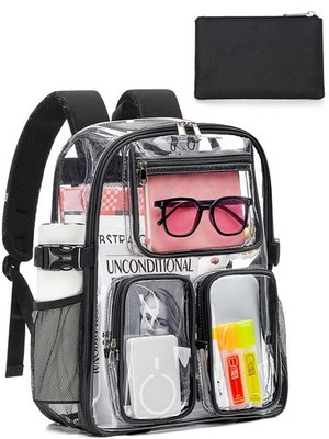 Heavy Duty Clear Backpack TPU Transparent Bookbag School Travel Security 1 PCS