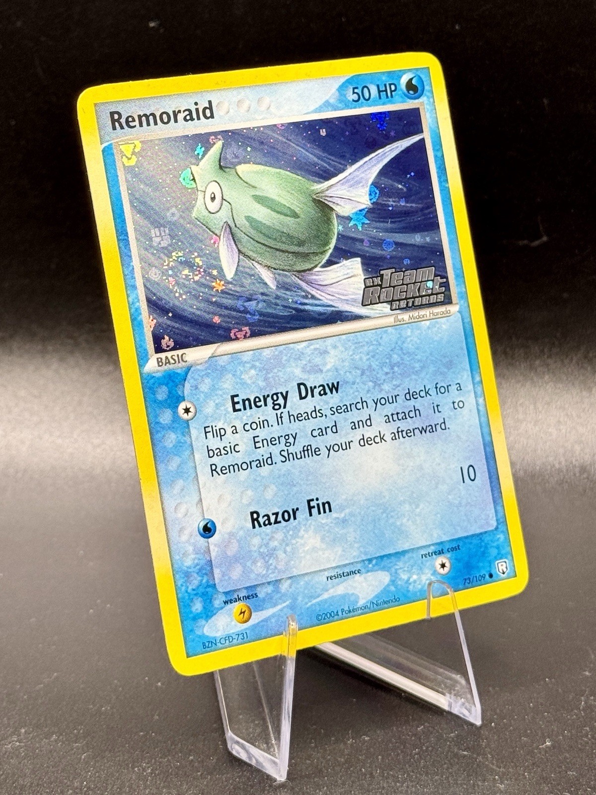 Remoraid 73/109 Stamped Pokemon EX Team Rocket Returns Reverse Holo Swirl NM