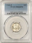 1944-D MERCURY DIME - PCGS MS-66 FB, FRESH & PREMIUM QUALITY!