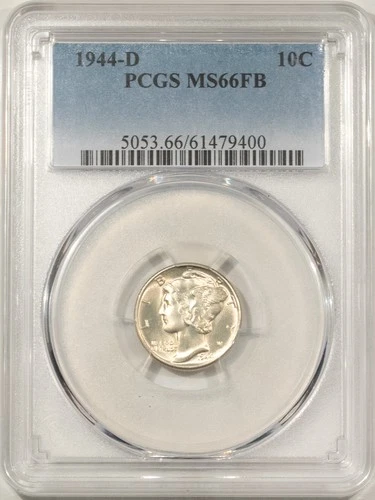 1944-D MERCURY DIME - PCGS MS-66 FB, FRESH & PREMIUM QUALITY!