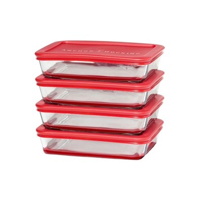 SnugFitTM Rectangular Food Storage Containers with Lids (4-Piece, 3-cup, Red,...