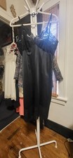 Vintage 1960's Van Raalte Black Lace Bust  Trim Slip / Slip Dress 36 A