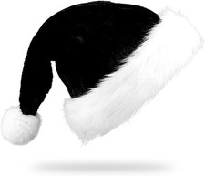 Santa Hat for Adults,Christmas Hats Velvet Plush Black