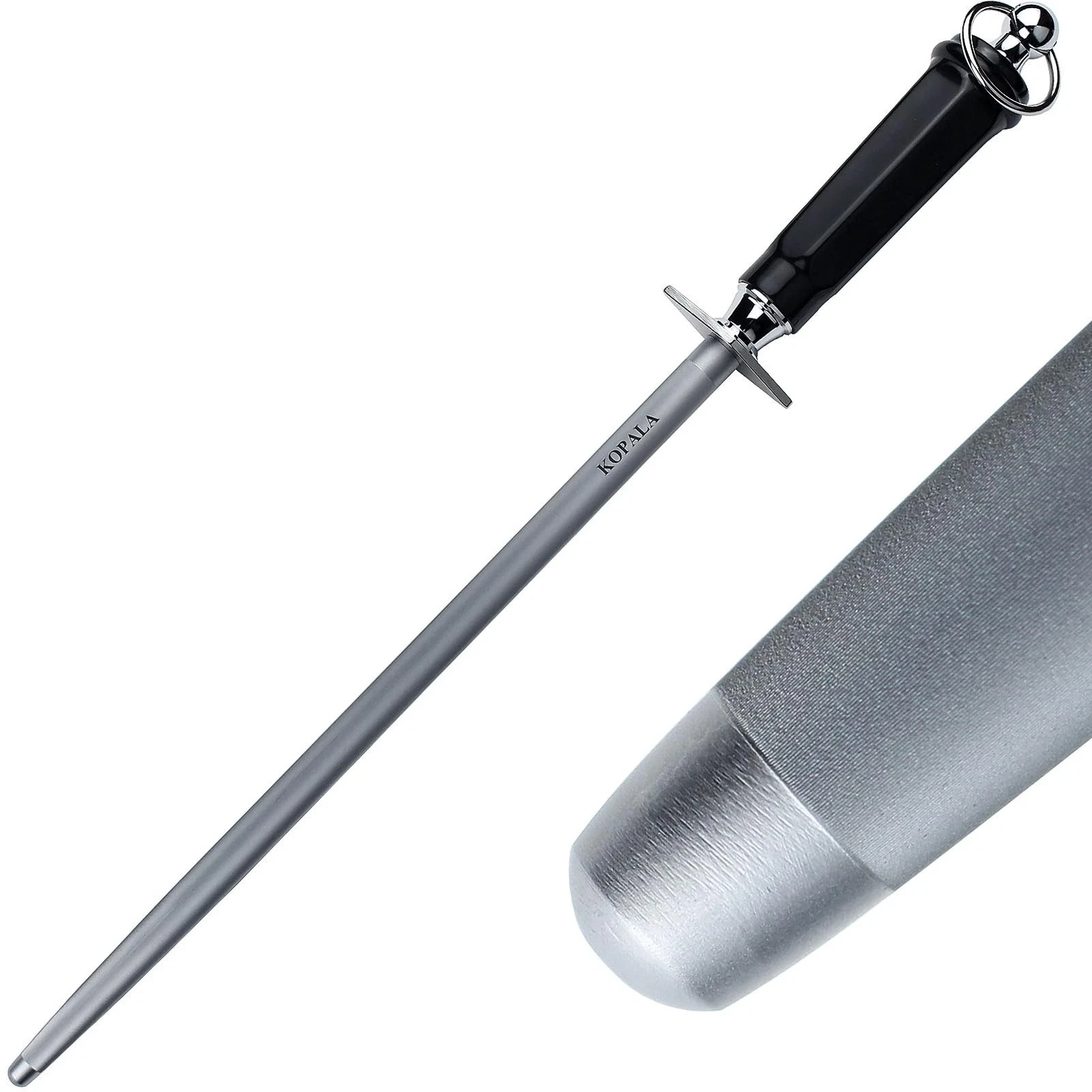 Sharpening Steel Knife Sharpener Rod Round 12 Inches Honing Steel for Knives ...