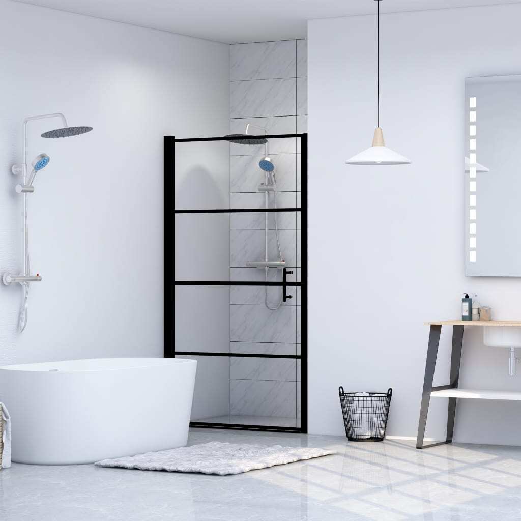 vidaXL Shower Door Tempered Glass 81x195 cm Black