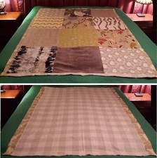 Patchwork Quilt Throw Blanket Cover 60x79 Floral Yellow Gray Hand Tied OOAK NEW